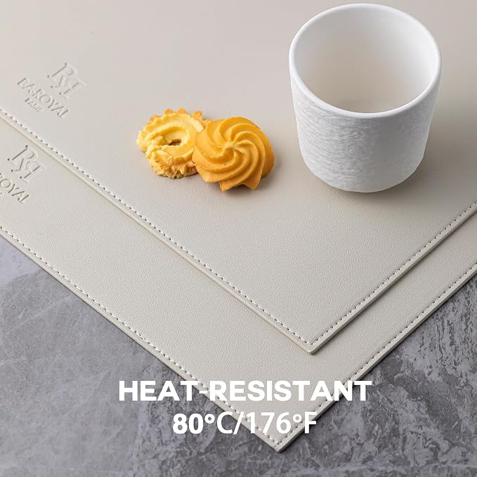Faux Leather Placemats Set of 4 Vinyl Washable Wipeable Table Mats - Image 4