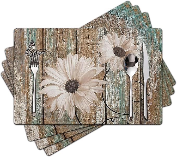 White Sunflower Placemats set of 4 by Unknown
