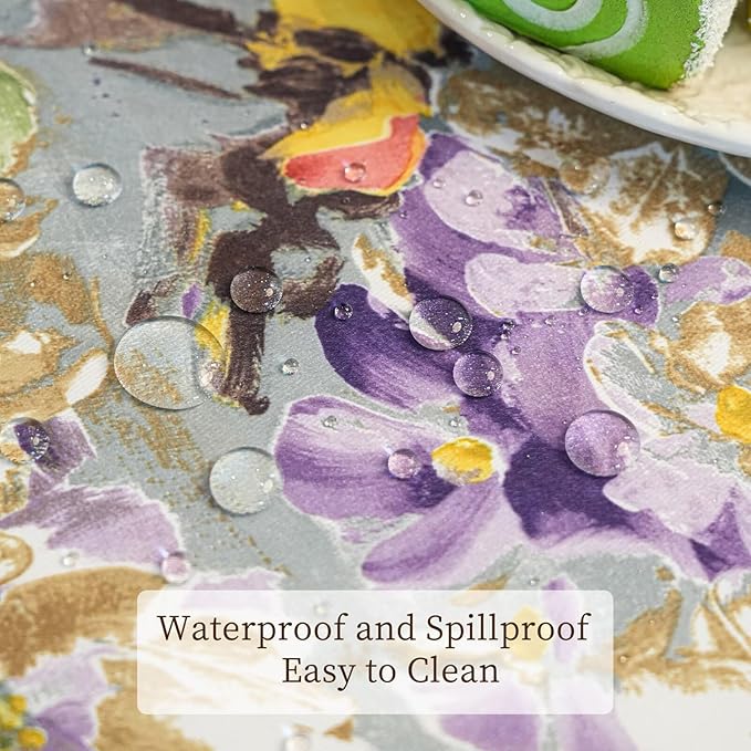 Spring Summer Square Tablecloth, Activated Print Floral Waterproof Table Cloth - Image 4
