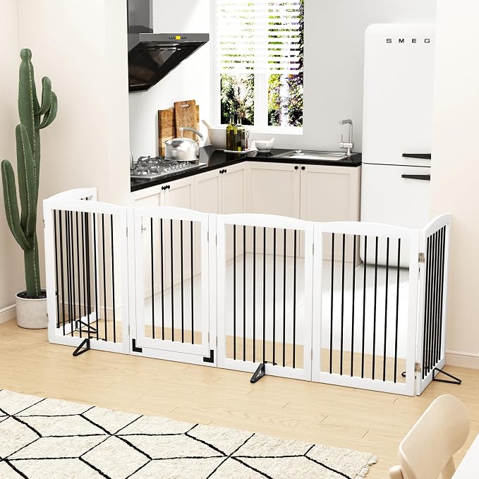 Freestanding Pet Gate with Door, Tall Dog Gate - Image 2
