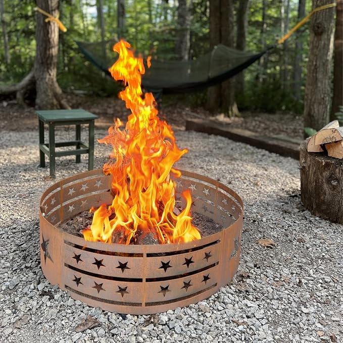 Fire Pit Ring, Outdoor Cooking Camping Steel Fire Ring Combo Insert DIY - Image 5