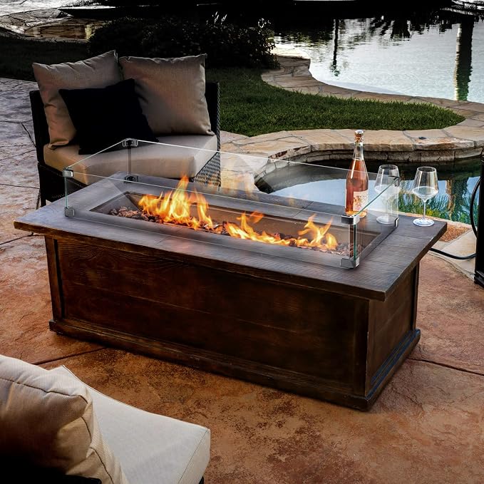 Holy Fire 35.5" L x 15.5" x 6" Rectangle Fire Pit Glass Wind Guard Clear - Image 6
