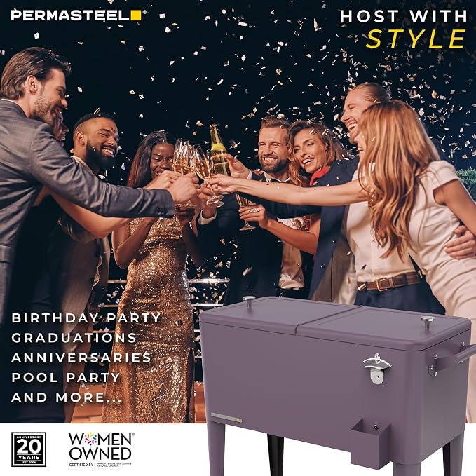 Permasteel 80 Quart Party Cooler, Rolling Ice Chest - Image 6