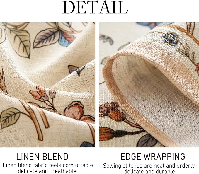 ISAENNE Designer French Light Beige Small Round Tablecloth, Linen Florals and - Image 5