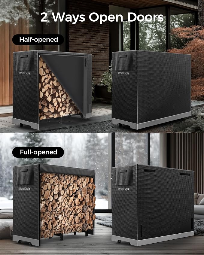 4ft Firewood Log Rack with Cover Outdoor, Heavy Duty Indoor Outdoor Firewood - Image 4