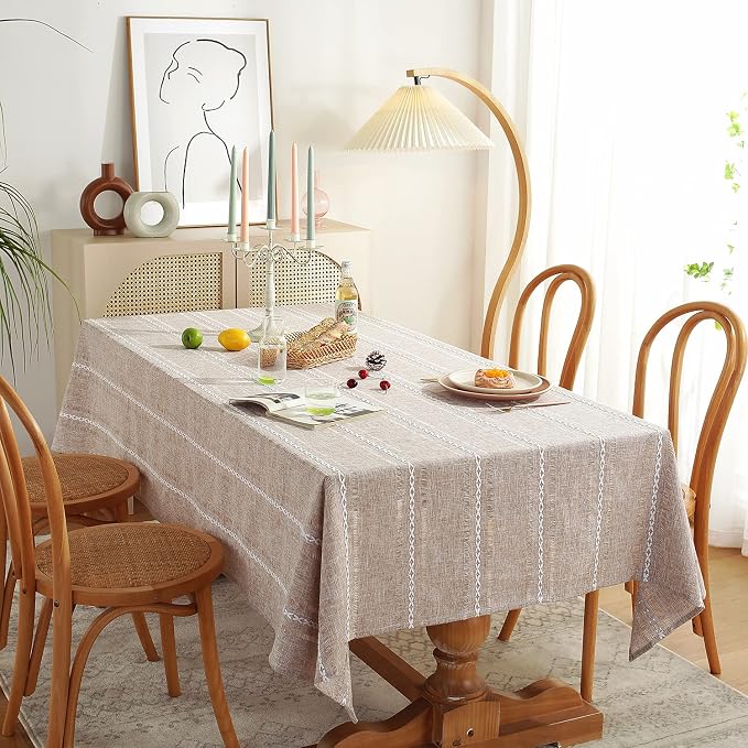 Chassic Farmhouse Style Linen tablecloths, Wrinkle Resistant Washable Dining - Image 3