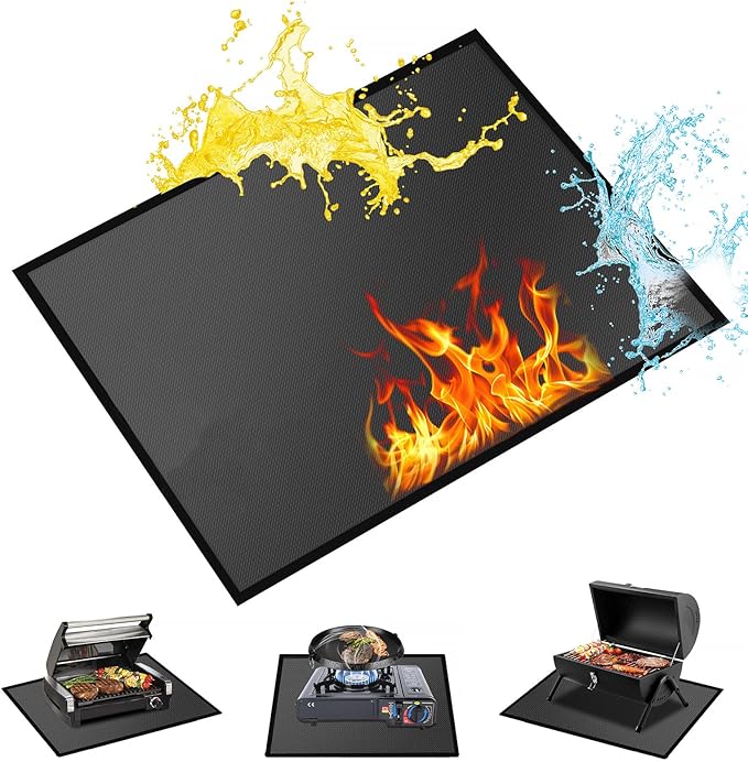 Grill Floor Mat 36 x 30 Inch, Silicone Coated Fiberglass