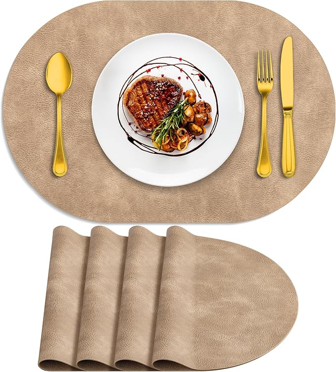 ADRIMER Placemats, Heat Resistant Oval Placemats Set of 4 Washable 12 x 17 Inch by Adrimersdreamistobeanindispensablecompanioninyourlife