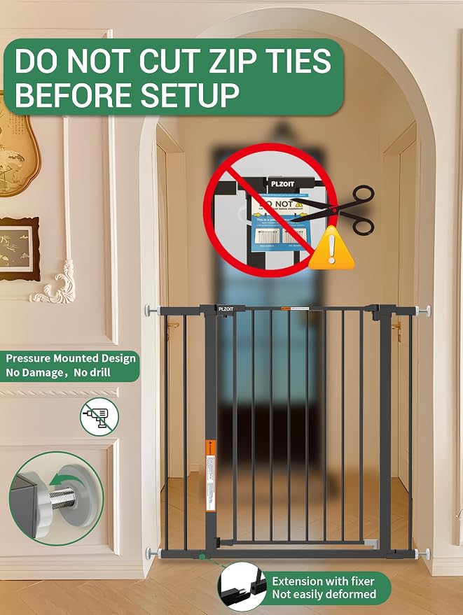 29.5-46" Extra Wide Baby Gate for Stairs, Dog Gate for Doorways, Walk Thru Auto - Image 9