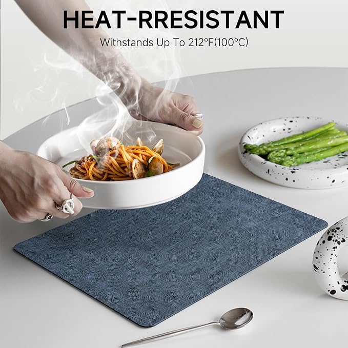 Faux Leather Vinyl Placemats Set of 4 Wipeable Heat Resistant Place Mats 100% - Image 3