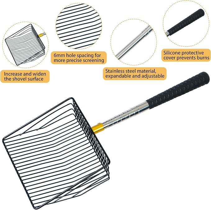 Hollow Out Fireplace Shovel Black Metal Coal Shovel Fireplace Ash Sifter - Image 3