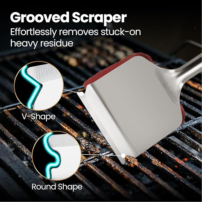 2-in-1 Stainless Steel Grill Brush Cleaning Kit, Grilling Accessories, - Image 7