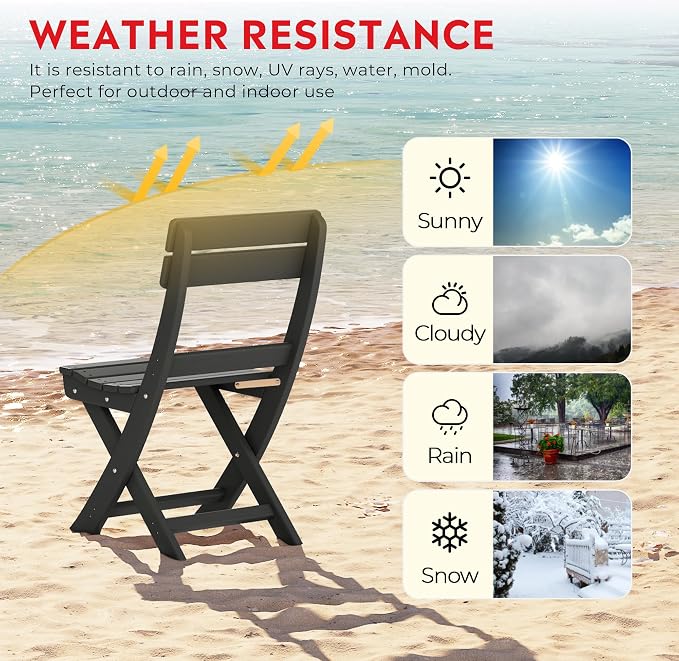 Costaelm Paradise 3-Piece Outdoor HDPE Folding Patio Bistro Table and Chairs - Image 9