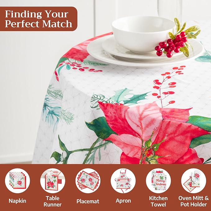 Maison d' Hermine Table Cloth Round Table 100% Cotton 63 Inches Fall Tablecloth - Image 4