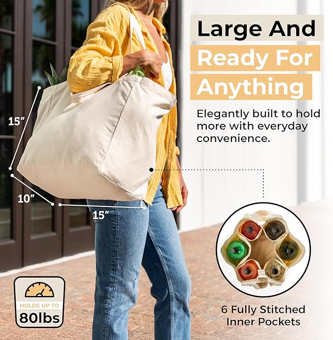 VeraMia Canvas Grocery Bag 3pc XL Set - Image 4