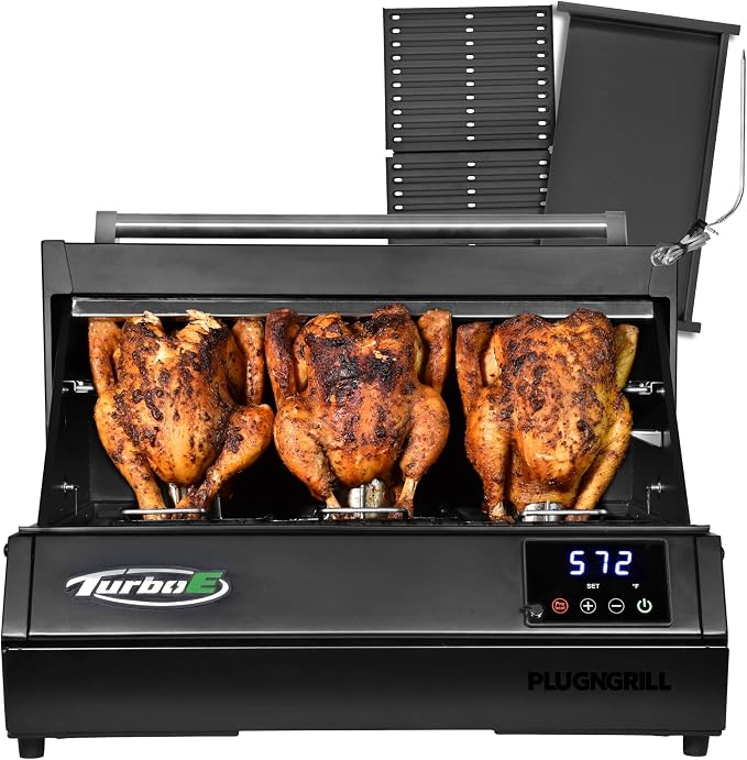 Turbo E XL Electric Grill, 1700W Infrared, Warming Rack and Probe, Apartment by TurboEbyPLUGNGRILL