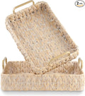 Set of 2 Rectangular Wicker Trays by 84ECO