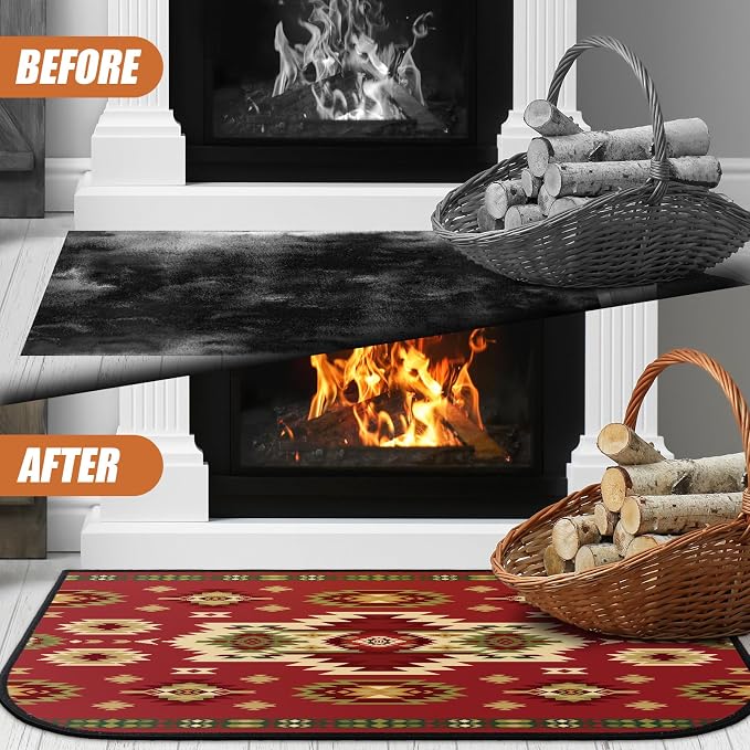 Demissle Cabin Fireplace Hearth Rug Fireplace Mats Cabin Southwestern Fireproof - Image 4