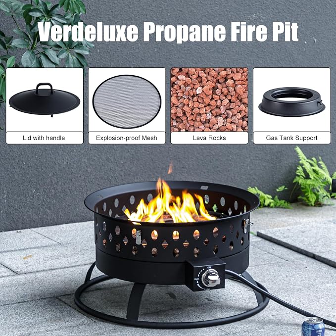 22 Inch Portable Propane Fire Pit, Gas Fire Pit - Image 4