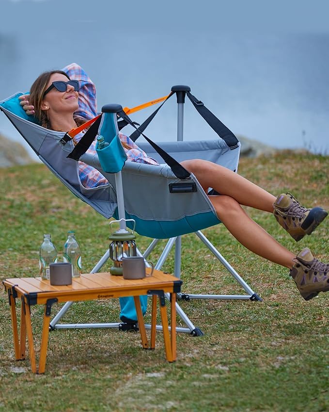Hammock Chair, 2-Pack Cyan, 400 lb Capacity, Foldable Frame