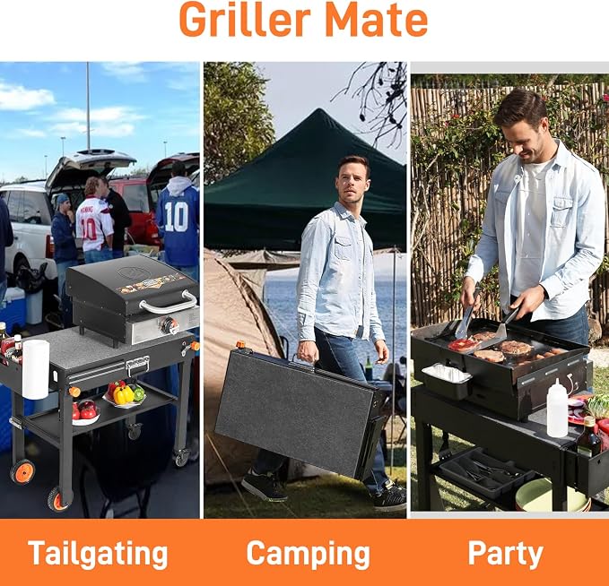 Portable Outdoor Grill Table, Folding Grill Cart Solid and Sturdy, Grill Stand - Image 3