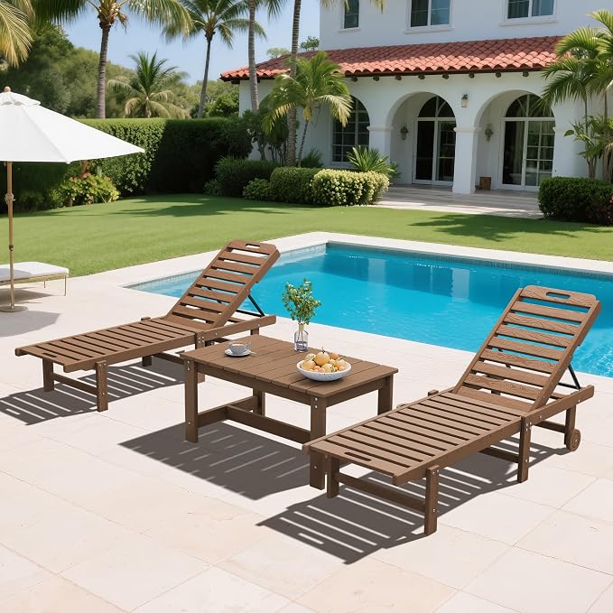 SERWALL Patio Coffee Table, HDPE Rectangle Outdoor Coffee Table Set of 2 - Image 10