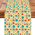 Mid Century Burlap Table Runner Seasonal Spring Fall Kitchen Dining Linen Table by Worltoldb