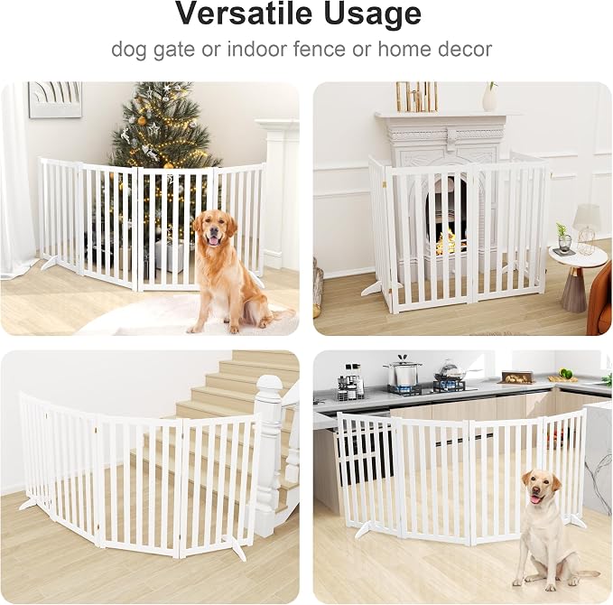 36" Height Extra Tall Freestanding Pet Gate, Solid Wood Folding Safety Fence - Image 4