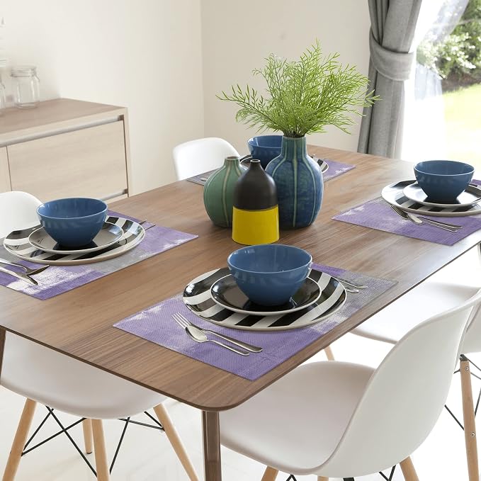 Modern Art Placemats Set of 4 Purple Abstract Painting Place Mats Washable - Image 6