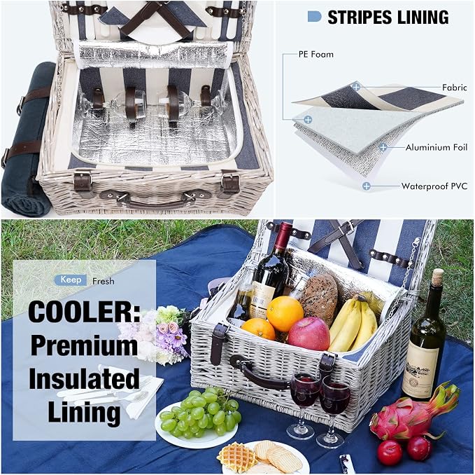 Picnic Basket Sets for 2 Persons - Image 3
