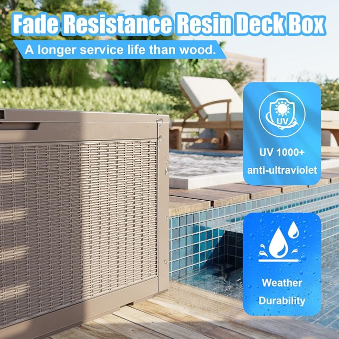 120 Gallon Deck Box, Resin Outdoor Storage Box - Image 6
