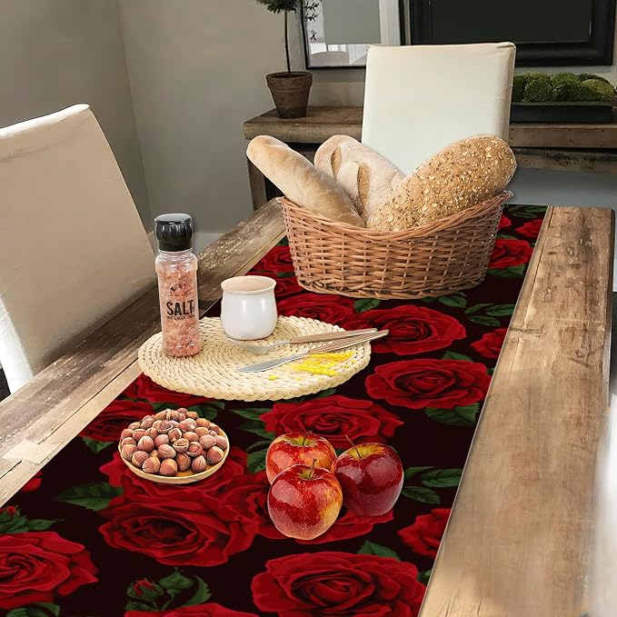 Table Runner Red Roses Table Runners Summer Seasonal Kitchen Dinning Decor - Image 4
