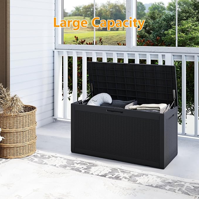 100 Gallon Outdoor Storage Box Waterproof, Resin Deck Boxes - Image 4