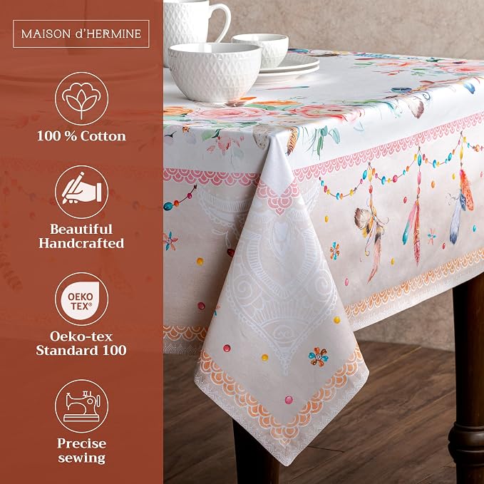 Maison d' Hermine Table Cloth Square Table 100% Cotton 60 x 60 Inches - Image 2