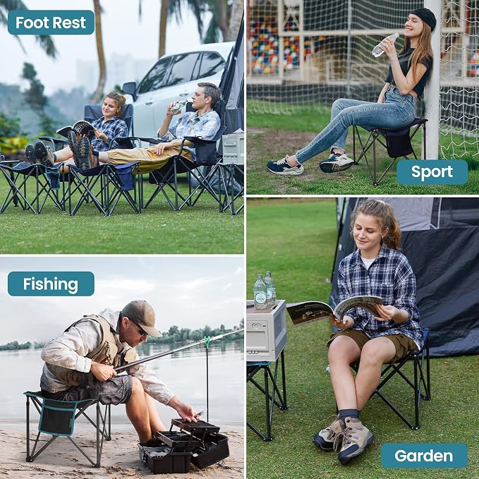 FUNDANGO Folding Camping Stool, 18.1 Inch Oversized Foot Stools 400 Lbs Heavy - Image 4