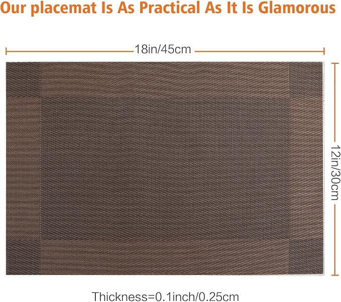 Placemats Set of 8, Heat and Stain Resistant Indoor/Outdoor Place mats - Image 3
