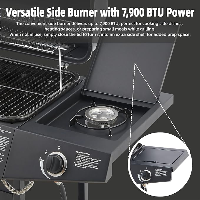 Propane Gas BBQ Grill with 6-Burner and Side Burner 59000 BTU Stainless Steel - Image 4