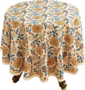 ISAENNE Designer Bohemian Floral Round Tablecloth, Linen Colorful Table Cloth by Isaennehomedecoration