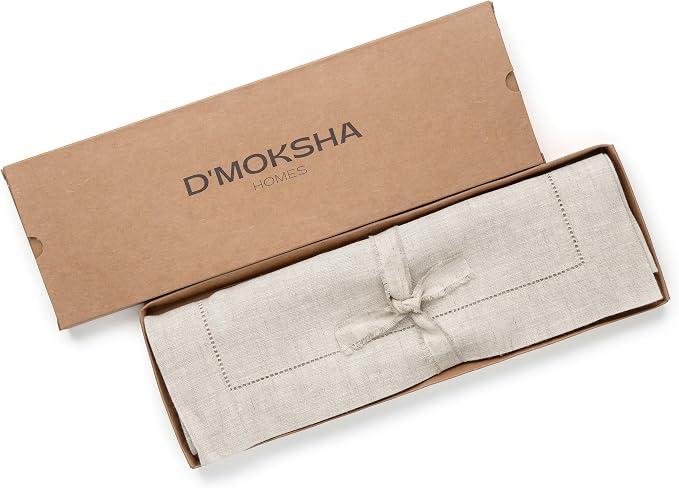 D'Moksha Homes Linen Light Natural Table Runner 108 Inches Long - Image 5