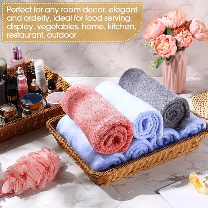 Eccliy 6 Pack Poly Wicker Bread Baskets 19 Inch Imitation Rattan Serving Trays - Image 7