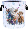 Highland Cow Laundry Basket Cattle Animal Foldable Oxford Cloth Funny Tote Bag by NUTAINLA