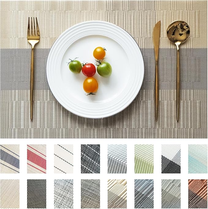 Placemats Set of 8 Vinyl/Plastic Woven Place Mats by Unknown