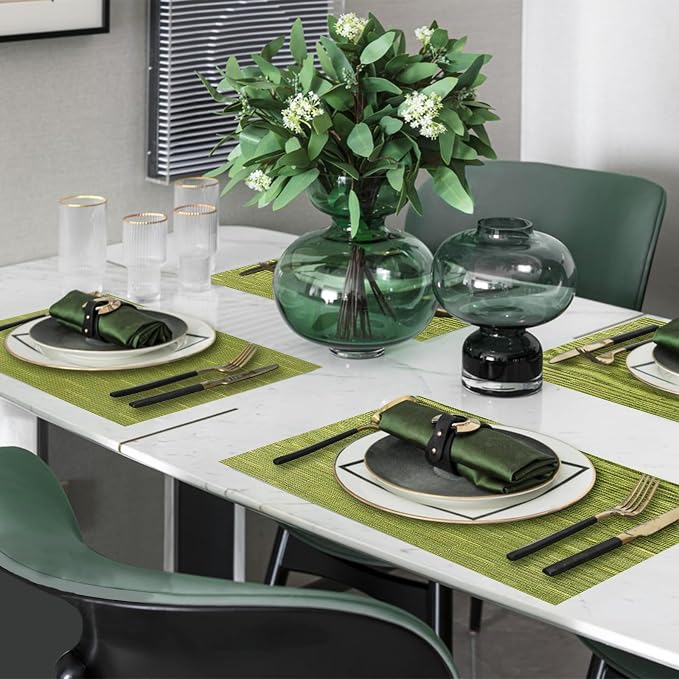 Woven Vinyl Placemats Set of 8 Wipe Clean PVC Heat Resistant Place Mats Durable - Image 7