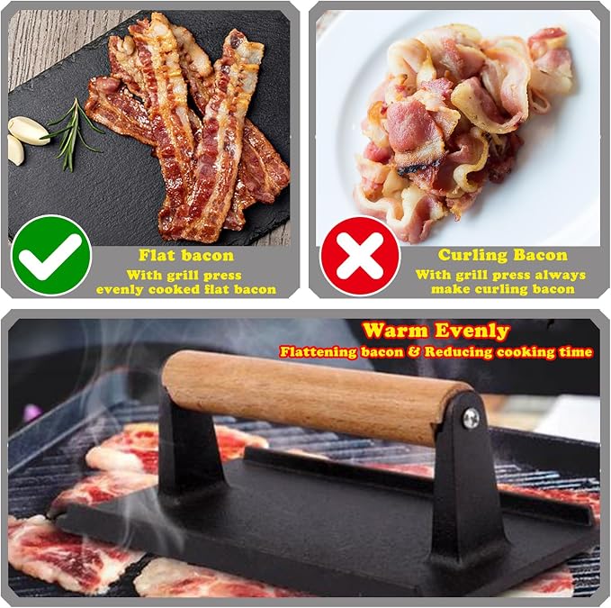 Smash Burger Press Kit 56 Pcs, grill press, 7.9 Inch Cast iron hamburger - Image 3