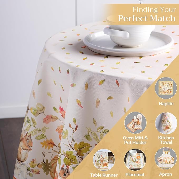 Maison d' Hermine Table Cloth Round Table 100% Cotton 69 Inches Fall Tablecloth - Image 5