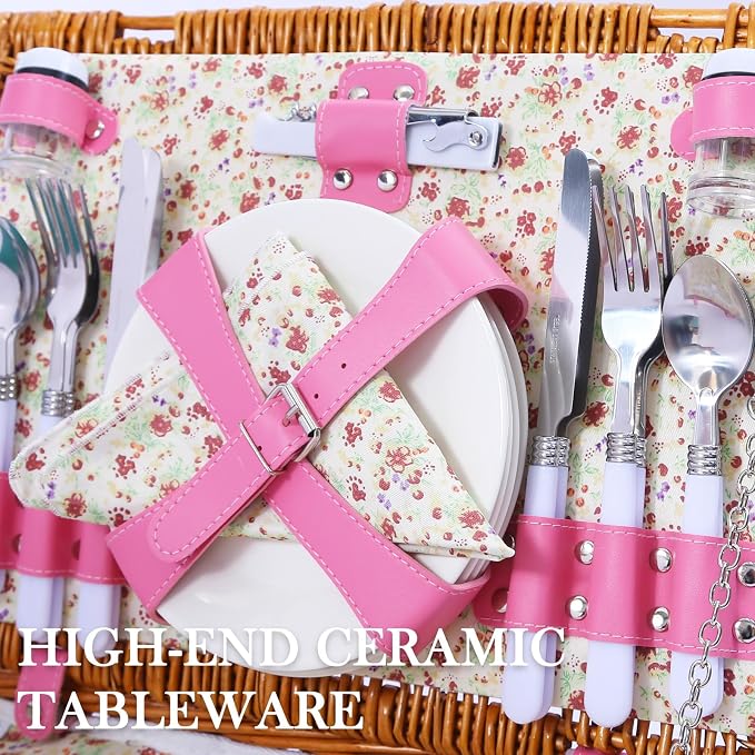 Neti Neti Wicker Picnic Basket for 4 - Image 3