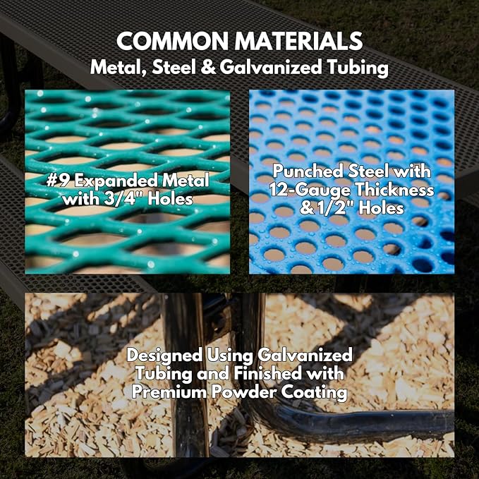 COATEDOUTDOORFURNITURE TRD3-GRY Heavy Duty Round Portable Picnic Table 3 Seat - Image 5