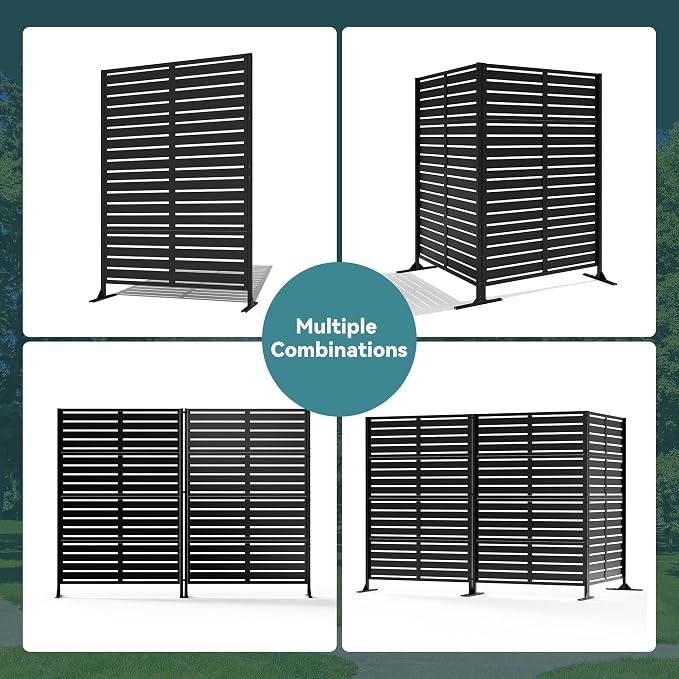 Modern Shade Metal Privacy Screen Outdoor 72" H x 48" W, Stable & Durable - Image 7