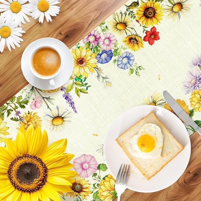 Tulip Lavender Spring Table Runner, Summer Seasonal Holiday Anniversary Kitchen - Image 4