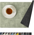 Romanstile Reversible Vinyl Placemats Set of 6, Faux Leather 100% Waterproof by Romanstile